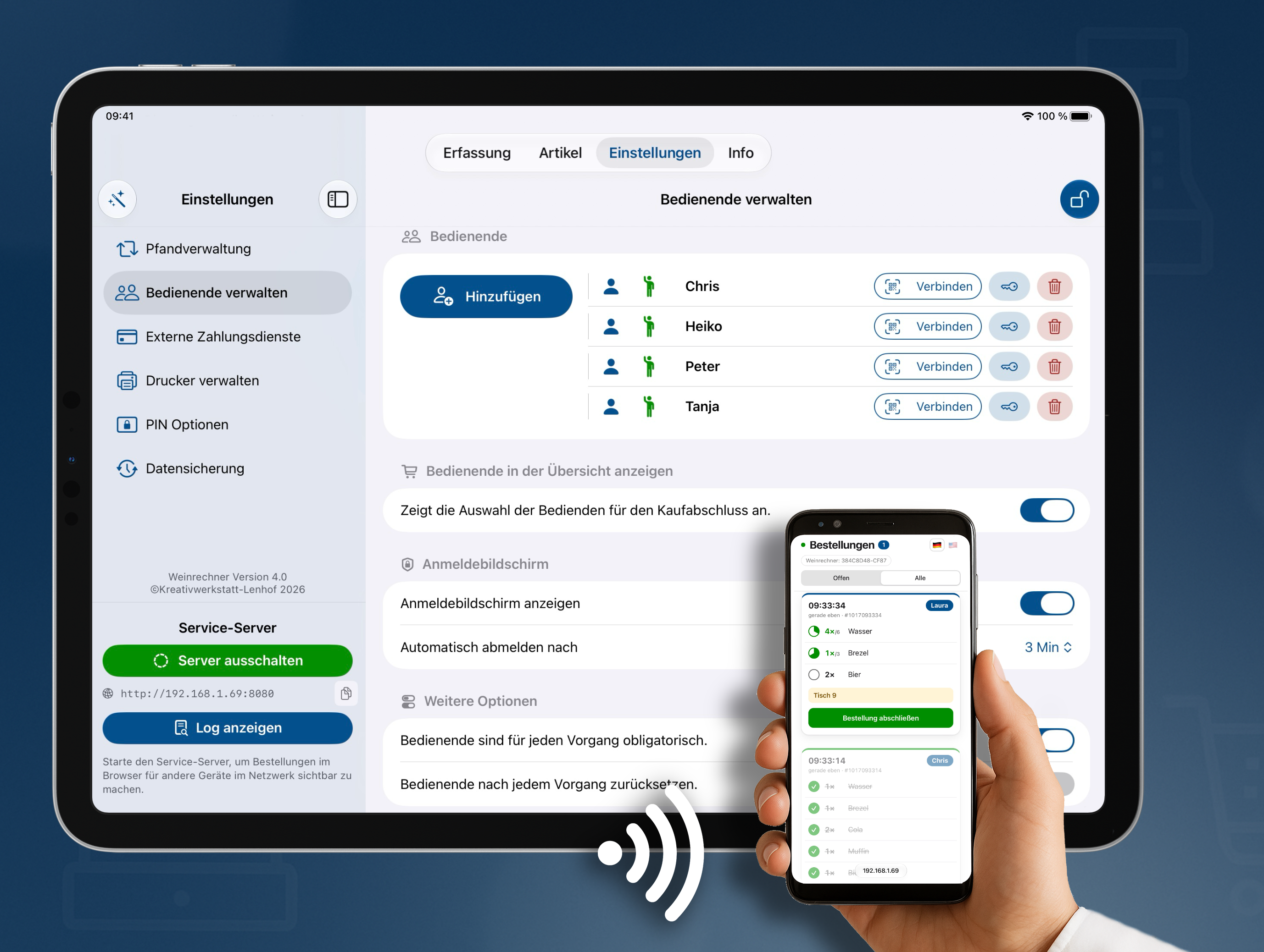 Benutzerverwaltung mit Zugriffsrechten in der Weinrechner App